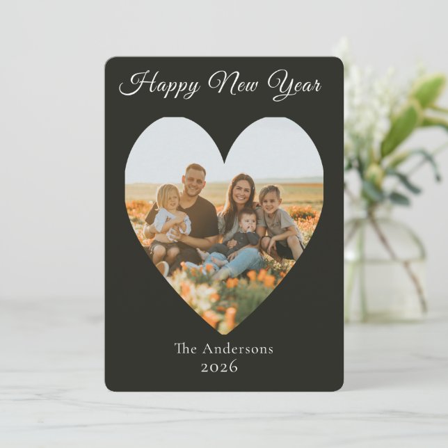 Happy New Year Family Photo  Holiday Card (Standing Front)