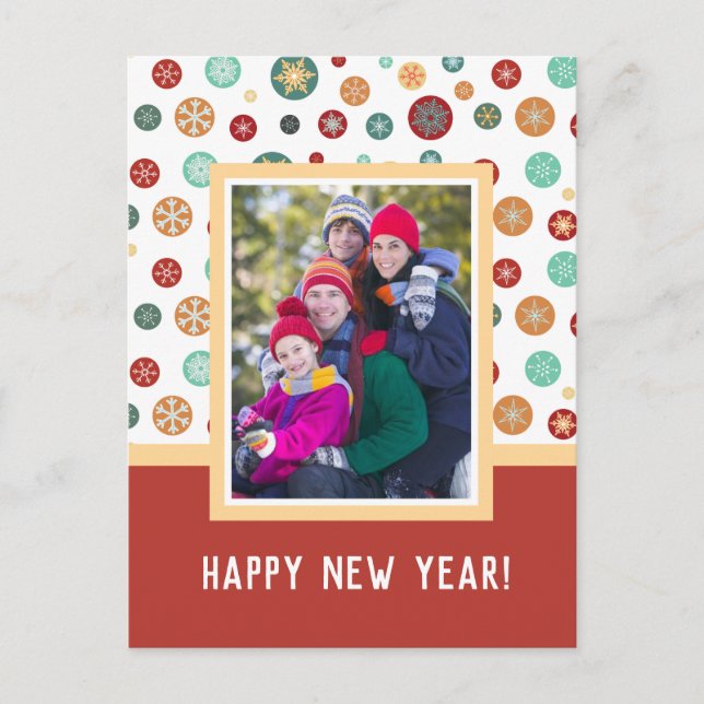 Happy New Year Family Photo Holiday Postcard (Front)