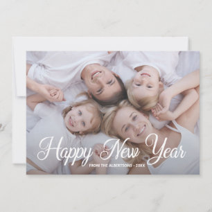 Happy New Year Family Photo Minimalist White Card