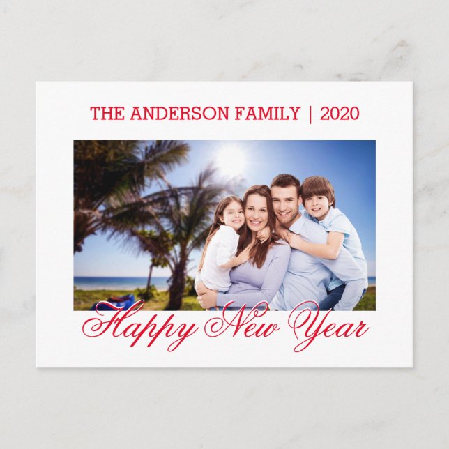 Happy New Year Family Photo Postcard (Front)