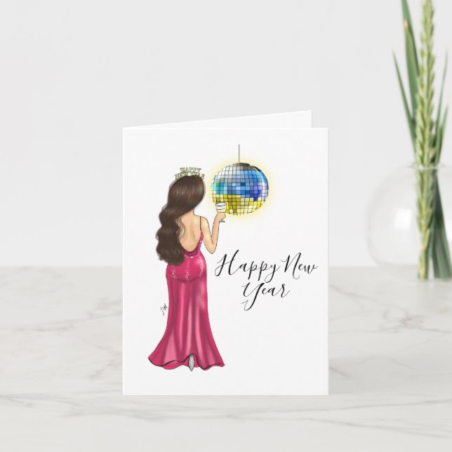 Happy New Year Fashion Illustration Holiday Card (Front)
