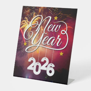Happy New Year – Festive Celebration Design Pedestal Sign