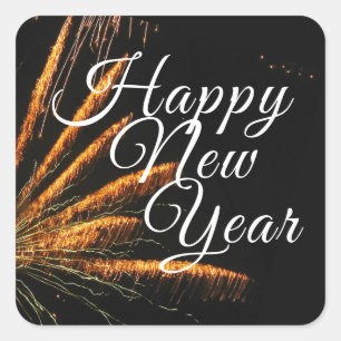 Happy New Year Festive Firework Square Sticker