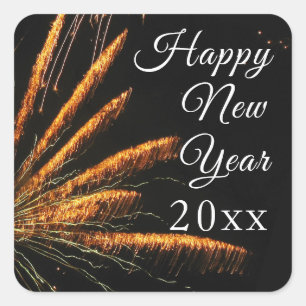 Happy New Year Festive Firework Square Sticker