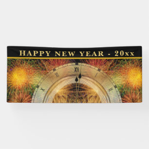 HAPPY NEW YEAR - Festive Midnight Clock Banner