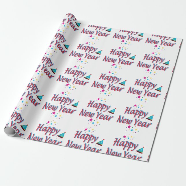 Happy New Year Festive Party Colourful Epic Wrapping Paper (Unrolled)