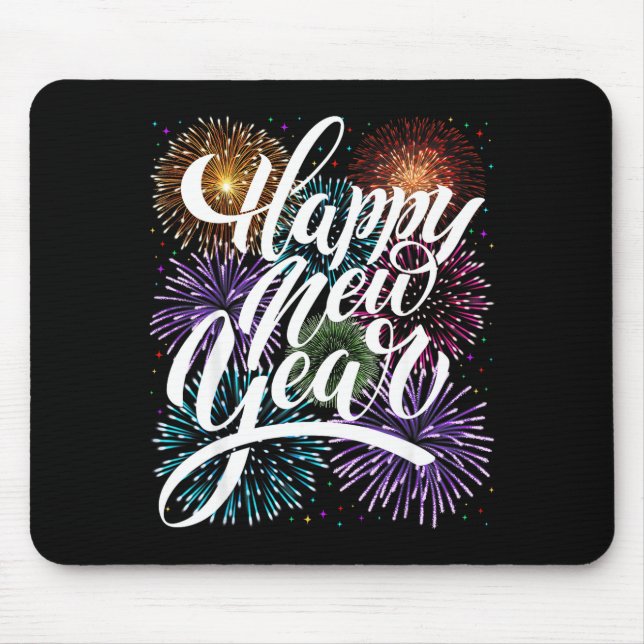 Happy New Year Firework Family Matching Men Women  Mouse Mat (Front)