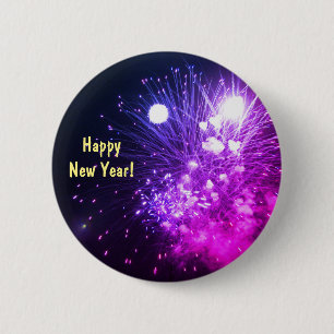 HappY New Year Fireworks 6 Cm Round Badge