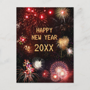 Happy New Year Fireworks (customisable) Postcard