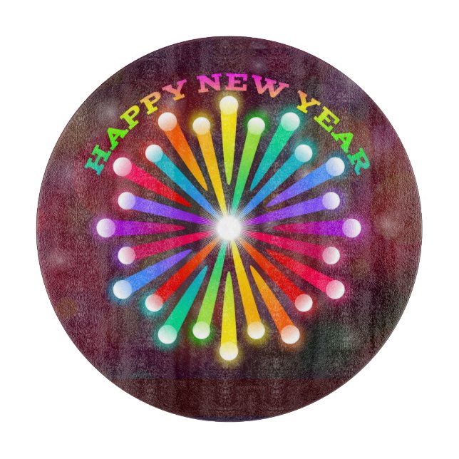 Happy New Year Fireworks Design-11231 Cutting Board (Front)