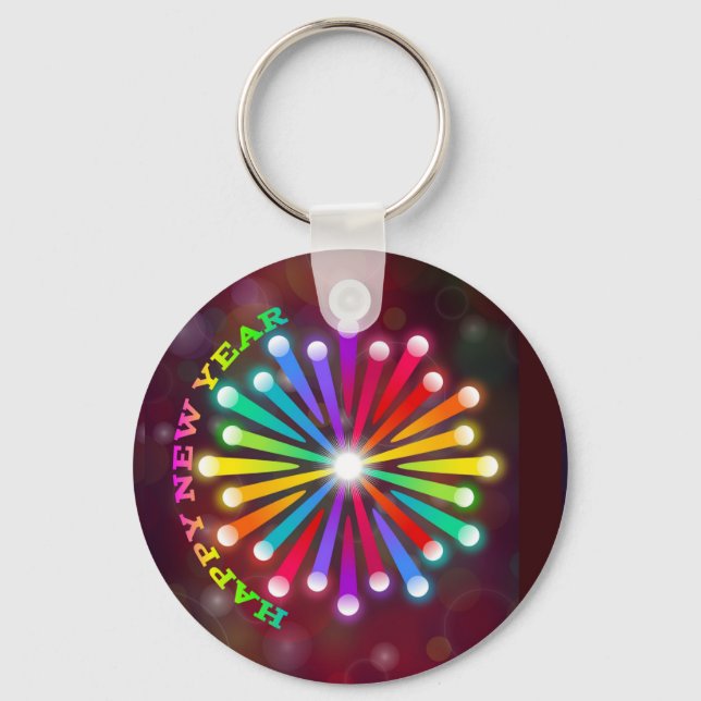 Happy New Year Fireworks Design-11231 Key Ring (Front)