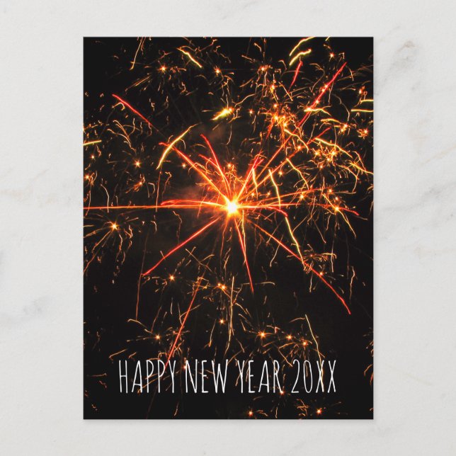Happy NEW YEAR Fireworks Holiday Postcard (Front)