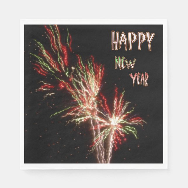 Happy New Year Fireworks Paper Napkins (Front)