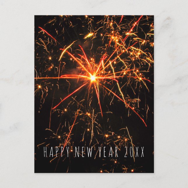 Happy New Year Fireworks Photo Holiday Postcard (Front)