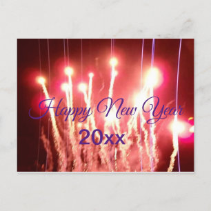 Happy New Year fireworks photo with year Postcard