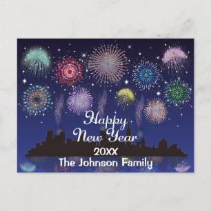 Happy New Year Fireworks Postcard