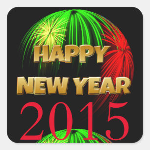 Happy New Year Fireworks Square Sticker