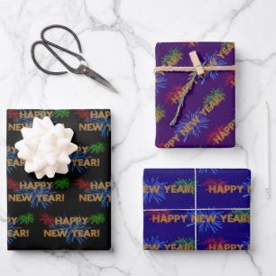 Happy New Year fireworks Wrapping Paper Sheets
