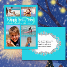 Happy New Year Five Photo Holiday Postcard