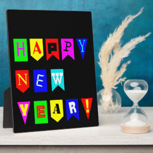 Happy New Year Flags Plaque
