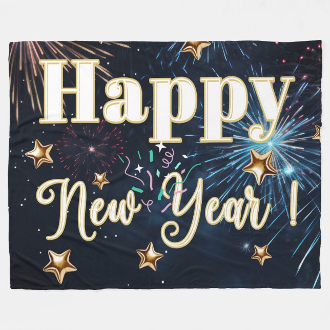 Happy New Year  Fleece Blanket (Front (Horizontal))