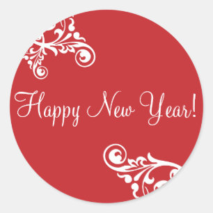 Happy New Year Flourish Envelope Sticker Seal