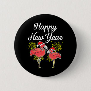 Happy New Year for Flamingo Lover New Years Day 6 Cm Round Badge