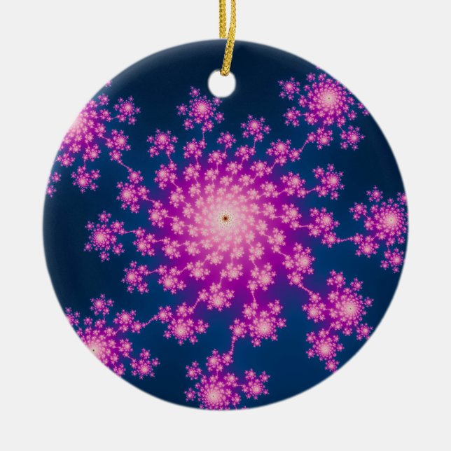 Happy New Year Fractal Ceramic Tree Decoration (Front)