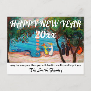 Happy New Year from Dance on the Beach by Munch Postcard