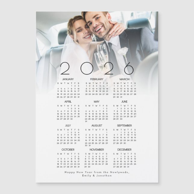 Happy New Year from Newlyweds 2026 Calendar Photo  Magnetic Invitation (Front)