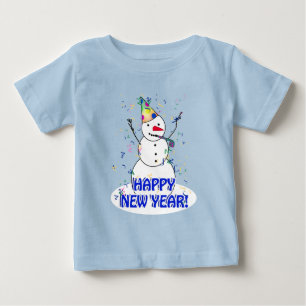 Happy New Year from the Celebrating Snowman Baby T-Shirt