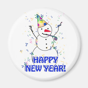 Happy New Year from the Celebrating Snowman Magnet