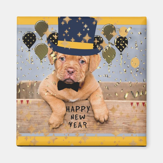 Happy New Year from the New Year Puppy Magnet (Front)
