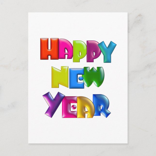 HAPPY NEW YEAR fun 3D-like Greeting Cards (Front)