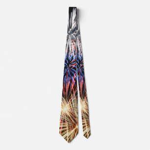 Happy New Year   Funny Fireworks Pattern Tie