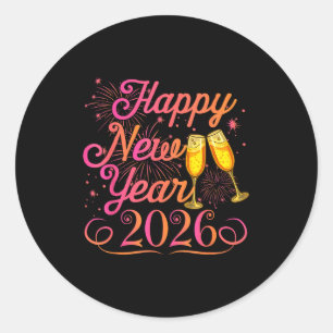 Happy New Year Funny Matching Family New Years Eve Classic Round Sticker