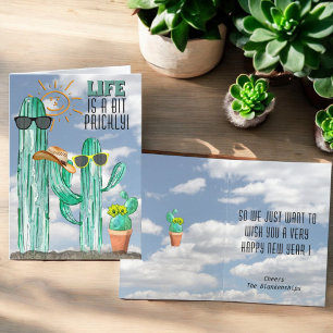Happy New Year Funny Southwest Saguaro Cactus Holiday Card