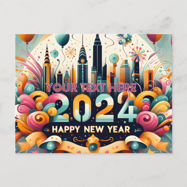 Happy New year gift card 2024 for her (Front)