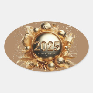 Happy new year gifts 2025 oval sticker