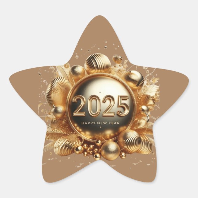 Happy new year gifts 2025 star sticker (Front)