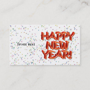 Happy New Year Glassy Red Text Business Card