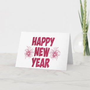 Happy New Year Glitter Holiday Card