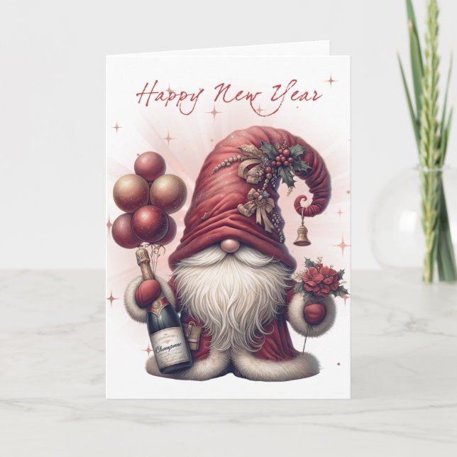 Happy New Year Gnome Card (Front)