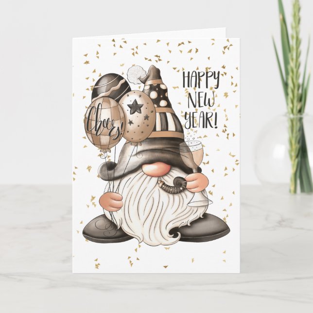 Happy New Year Gnome Card (Front)