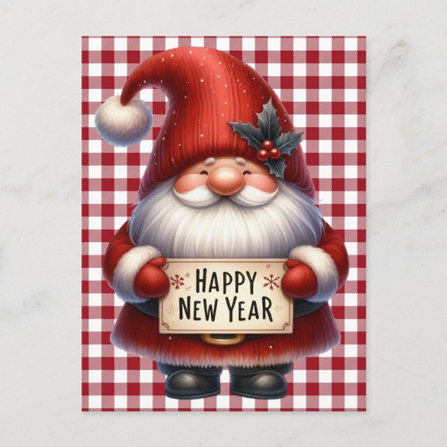Happy New Year Gnome Postcard (Front)