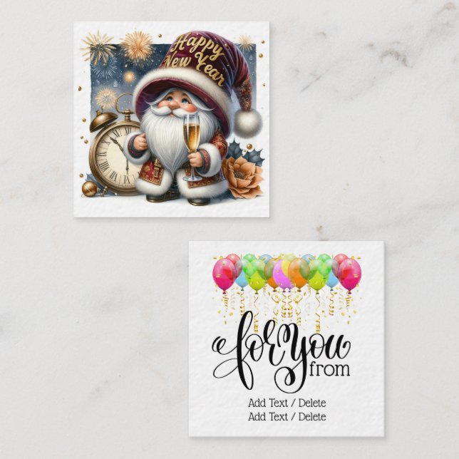 Happy New Year Gnome Series  Enclosure Card (Front/Back)