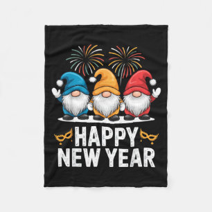 Happy New Year Gnomes For Party Lovers And Festive Fleece Blanket