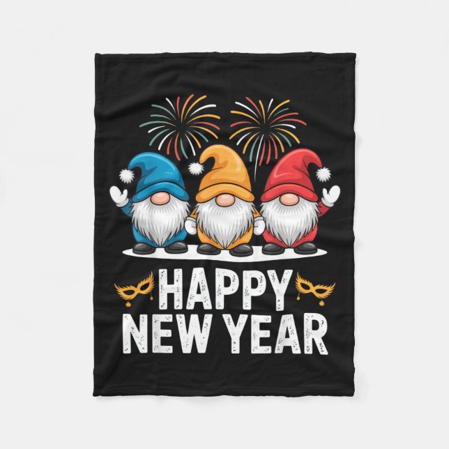 Happy New Year Gnomes For Party Lovers And Festive Fleece Blanket (Front)