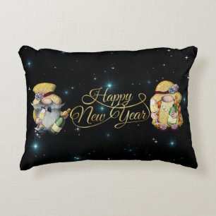 Happy New Year Gnomes Throw Pillow