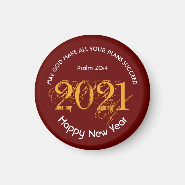 Happy New Year | GOD'S PLANS SUCCEED | 2021 Magnet (Front)